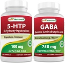 Melhores naturais 5-HTP (5-hidroxitriptofano) 100 mg e GABA 750 mg