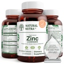 Natural Nutra Zinc Lozenges com vitamina C, sabor limão, Imune de apoio, sistema nervoso e força óssea, Fortificado com bioflavonoides e própolis de abelha, gluconato de zinco sublingual, 60 Vegetarian