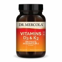 Dr. Mercola Vitaminas D3 & K2 Suplemento dietético, 90 Servings (90 Cápsulas), Suporta saúde do coração, Suporte imunológico, Não OGM, Sem soja, Sem glúten