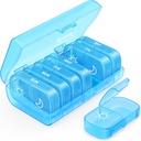 AUVON XL Organizador de comprimidos semanais 2 vezes por dia, caixa de comprimidos 7 dias com aberturas grandes de um lado para fácil de usar, Blue AM PM caixa de pílulas para medicação, vitaminas, óleo de peixe, suplementos