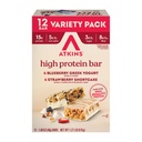 Atkins Blueberry Greek Yogurt & Strawberry Shortcake High Protein Bar, High Fiber, Keto Friendly, 12 Count (6 Bares Cada sabor)