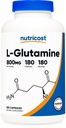 Nutricost L-Glutamina 800mg, 180 Cápsulas - Gluten Free, Non-GMO