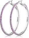 925 Brincos de prata Sterling Brincos de Hoop Grande Rhinestone Brincos de Hoop Grande Cubic Zirconia Brincos de Hoop Thin Rhinestones Brincos de Hoop Redondo para Mulheres 20/30/40/50/60/70mm Sparkly Hoops com cristais para as mulheres