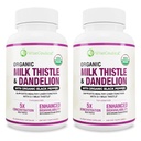 Max Absorção USDA Potente orgânico de cardo de leite 5:1 Extrato concentrado (2000mg de força) & Raíz de dente de leão orgânico (Silymarin Antioxidante Flavonóide)
