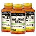 MASON NATURAL Raiz Valeriana 500 mg, 6 Mês de Abastecimento, Ajuda Natural ao Sono, Promove sono saudável e descansado, Suplemento de ervas, 3 Pack
