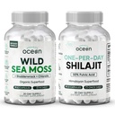 Organics Ocean Wild Sea Moss Cápsulas e um por dia Shilajit para homens e mulheres - 100% Irish Sea Moss e Pure Shilajit Cápsulas - Apoio à tiroide para mulheres e homens