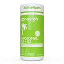 UpNourish lipossomal D3 K2 MK-7 – 365 Mini softgels com óleo de coco orgânico - 5000 UI 125 mcg Vitamina D3 e 100 mcg Vitamina k2 para Optimal Bone e Imune Health