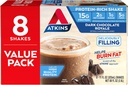 Atkins Gluten Free Protein-Rich Shake, Chocolate escuro Royale, Keto-Friendly, 8 contagem (Pacote de 1)