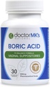 Supositórios de ácido bórico NATURAL do médico MK (600mg) para suporte de pH feminino saudável. 30 Cápsulas Supositivas Vaginais