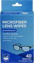 Rite Aid Cuidados com os olhos Microfibra Lens Wipes, Premutened, Pacotes Envoltos Individualmente - 40 Contagem, Secagem Rápida, Anti-Streak Fórmula, Eyeglass Cleaning Wipes
