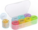 NatureTouch Organizador semanal de pílulas, BPA Free Medicine Organizador Rainbow 7 Day Pill Box, Conatainer portátil diário de pílulas para pílulas / Vitamina / óleo de peixe / suplementos [Última versão]