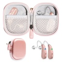 GETGEAR Projetado caso protetor para aparelho auditivo, amplificador auditivo, amplificador de som pessoal, dispositivo auditivo, dispositivo de escuta, caixa de mini forte com bolso de malha (Rose Gold