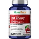 NusaPure Organic Tart Cherry 20:1 Extract, 1000 mg Equivalente a 20.000 mg 200 Veggie Caps (Vegan, Non-GMO) Bioperine