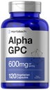 Horbäach Alpha GPC 600mg □ 120 Cápsulas Vegetariana, Não-GMO e Glúten Suplemento de Colina Livre □ Suporta Memória Saudável, Foco e Clareza