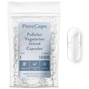 PureCaps EUA - Cápsulas vegetarianas Vegan Pullulan Pill Vazio Tamanho 1 1.000 comprimidos integrados Clear, certificado não-GMO, SLS Gluten, Preservative Free