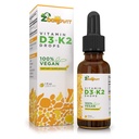 Vegan Liquid Drops Vitamina D3 K2 (MK7) - 100% de vitamina D líquida baseada em plantas melhorada com óleo de coco para absorção máxima - 1 serviço = 1000 UI VIT D3 e 200 mcg VIT K2