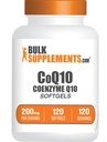 BulkSuplementos.com CoQ10 200mg Softgels - para a saúde do coração, Coenzyme Q10 200mg Suplemento, sem glúten, 1 Softgel por serviço, 120 contagem (Pacote de 1)