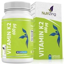 NutriZing K2 Suplemento Vitamina MK-7 - alta força 600mcg - Suporta osso & saúde arterial - 90 Cápsulas Vegan - Vitamina K2 para homens e mulheres - suprimentos de 3 meses