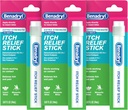 Benadryl Força extra Anti-Itch Relief Stick, Bug Bite Itch Relief, Difenidramina HCl Analgésico tópico & Zinc Acetato Proteção da pele, Ótimo para Camping Essenciais, 0,47 fl oz (Pacote de 3)