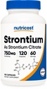 Cápsulas de Estrôncio Nutricos 750mg, 120 Cápsulas - Vegetariano, Não-GMO, Glúten Grátis