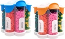 Organizador de comprimidos extra grande diário, semanalmente, garrafa de suplemento mensal, Dispensador bonito da pílula da flor com 7 compartimentos XL (2 pacote Combo) (azul claro e laranja)
