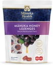 Manuka Health Manuka Honey Throat Lozenges - Lozenges com sabor de groselha preta, 58-Count - Gotas de tosse infundidas com mel de Manuka cru e vitamina C para suporte imunológico