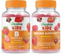 Crianças com complexo B vivo + suporte imunológico Crianças, chicletes Bundle - Grande degustação, Suplemento de vitamina, Gluten Free, GMO Free, chiclete mastigável