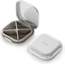 Caixa de comprimidos pequena, caixa de pílulas de viagem, organizador de comprimidos portátil, recipiente de pílulas para compartimentos de bolso 4, suporte de medicina de viagem compacta diária para medicamentos vitaminas (claro cinza)
