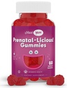 Maxi Saúde Gummies Pré-Natais Orgânicas da Mulher - Kosher Cherry Flavored Pré Natal Gummy - Vitaminas Pré-Natais para Mulheres com Ácido Fólico e Ferro para o Desenvolvimento Fetal, 60 Contagem