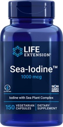 Cápsulas de Iodo-Mar de Extensão de Vida, 1000 mcg, 150 cápsulas de Veg, Suplemento de Iodo Natural de Kelp e Bladderwack