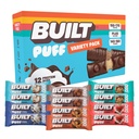 Bar construído, Puff Protein Bars, Variety Pack, Colágeno, Lanches on-the-go, Bar de café da manhã, Amostrador misto, 12 Pack
