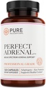 Prescrições puras suplemento de suporte adrenal perfeito com vitamina, B6 para aumento da resistência, alívio da fadiga promovida, função adrenal e suporte do sistema imunológico - EUA Made - 120 contagem
