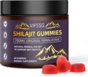 Gummies Shilajit, Gummies sem açúcar, 500 Mg Shilajit Puro Himalayan Orgânico, Suplemento Shilajit, Resina Shilajit, Ouro Grau Natureza Shilajit com 4 em 1 Complexo para suporte energético, 60 Gummies