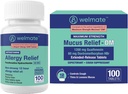 WELMATE Pacote de Saúde Respiratória Total: Alergia Alívio Fexofenadina HCl 60mg (100 Ct) Anti-histamínico não-sonolento de 12 horas + Concentração máxima de alívio de muco DM 1200mg Guaifenesina & 60mg DXM (100 Ct)