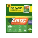 Zyrtec 24 horas comprimidos de alívio de alergia, anti-histamínicos Indoor & Outdoor Anti alergia medicina + cetirizine HCl, alívio de nariz runny, espirros, & Comichões olhos, Pacotes individuais, 14 x 1 ct pacotes