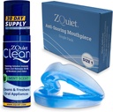 ZQuiet Anti-Snoring Mouthpiece Solution - Comfort Size #1 (Dispositivo Único) + Cleaner (Garrafa de 1,5 oz) - Made in USA Snoring Solution for a Better Night’s Sleep (Blue)
