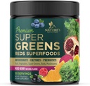 Greens Superfood Powder Drink Mix - Suplementos Verdes Mistura para Energia & Gut Saúde - Com grama de trigo orgânica, espirulina, chlorela, enzimas digestivas Antioxidante & Fibra - sabor Berry, 30 Servings