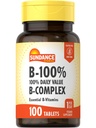 Sundance Vitamina B-Complexo 100% valor diário, 100 comprimidos, não-GMO, vegetariano e sem glúten