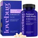 Lovebug Probióticos pós-natais - 20 bilhões UFC Multi Strain para amamentação - com feno-grego, cardo de leite e funcho, Suporta leite materno & Gut Saúde, Pós-parto Essentials, 30 Cápsulas