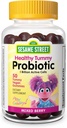 Webber Naturals Sesame Street Healthy Tummy Probióticos para Crianças, 1 bilhão de células ativas por chiclete, 50 chicletes, para a saúde digestiva, Livre de glúten, Dairy, Amendoim & Gelatina, Vegan