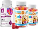 Pastilhas de vitamina D para crianças e adultos 2000 UI e pastilhas de magnésio - Suplementos saudáveis de vitamina D3 1000UI - Vegetarian Gelatin-Free Imune Support com mastigações calmas de magnésio sem açúcar para crianças e adultos