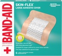 Band-Aid marca pele-Flex adesivo flexível ferida tampas para cuidados de feridas de primeiros socorros de cortes menores, raspas e queimaduras, com uma sensação confortável, Movendo-se como uma segunda pele, estéril, Grande, 6 quilates