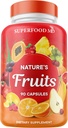 Superalimentos MD Fruits Supplement - 90 Fruits Cápsulas - Suporta Níveis de Energia, Alto Licopeno, Vitaminas e Minerais - Soja Grátis - 90 Contagem