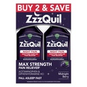 ZzzQuil Líquido, Reliever de dor de força máxima, Líquido de ajuda ao sono noturno, Acetaminofeno 1000mg, Difenidramina 50mg HCI, Formando não-habit, Berry sabor Meia-noite, 2 Pack, 24 FL OZ