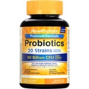 NewRhythm Probióticos 50 bilhões UFC 20 Strains, 120 cápsulas vegetativas, Tecnologia de liberação direcionada, resistente ao ácido estomacal, Sem necessidade de refrigeração, Pacote de 1, Não-GMO, Gluten Free