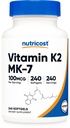 Nutricost Vitamina K2 MK-7 100 mcg, 240 Softgels - Gluten Free e não-GMO MK7
