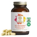 PURO SYNERGY D3 + K2 Complexo □ Vegan Vitamina D3 K2 Complexo □ Suplemento orgânico D3 com vitamina K2 e K1 Plus alimentos inteiros orgânicos □ Suporta ossos, cérebro e saúde imune (60 cápsulas)