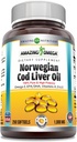 Incrível Omega Norueguês Bacalhau Óleo de Fígado 1000 Mg Softgels Suplemento □ Omega-3, EPA, DHA, Vitamina A, D & Vitamina E (Orange □ 250 Contagem)