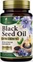 Black Seed Oil Softgels 1000mg - Premium Nigella Sativa Blackseed, Puro Óleo de Sementes de Cominho Preto & Antioxidante para a pele e o suporte imunológico - Não OGM, engarrafado em USA Suplemento - 180 Softgels