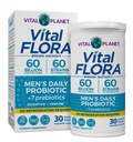 Planeta Vital - Flora Vital Probióticos para Homens, 60 bilhões de UFC, 60 Strains Diversos, 7 Prebióticos Orgânicos, prateleira diária masculina Probiótico estável para apoio imunológico, alívio de gás, saúde digestiva 30 Cápsulas